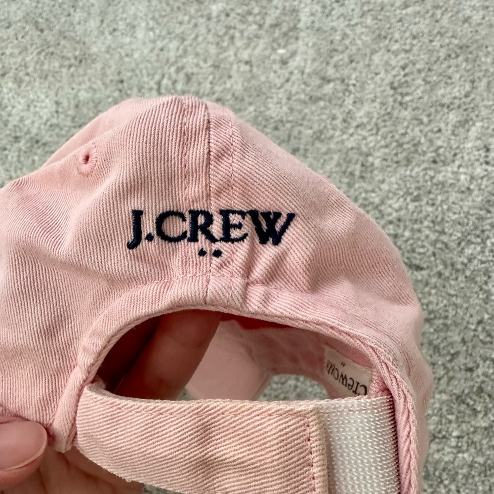 J. Crew Girl’s Pink Cap with Navy Embroidery - Picture 2 of 3